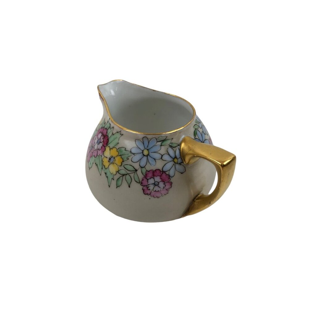 Vintage O E G Royal Austria Creamer Sugar Bowl Set Floral Design Gold Trim - Picture 9 of 10